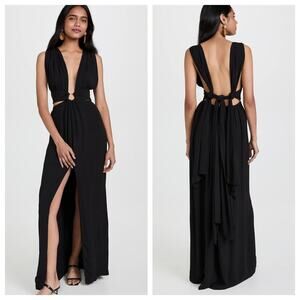 Just Bee Queen Sara Cutout Bamboo Cotton Maxi Dress Gauze S